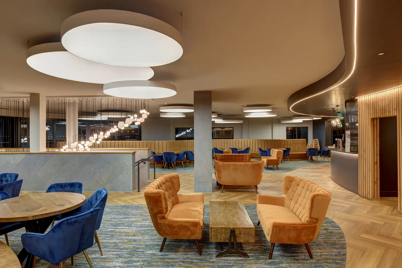 Restaurant and lounge interior at Aber Bay Leisure Centre